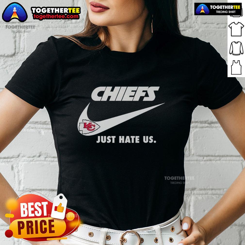 Nice Just Hate Us Nike Kansas City Chiefs Logo T-Shirt - Image 3