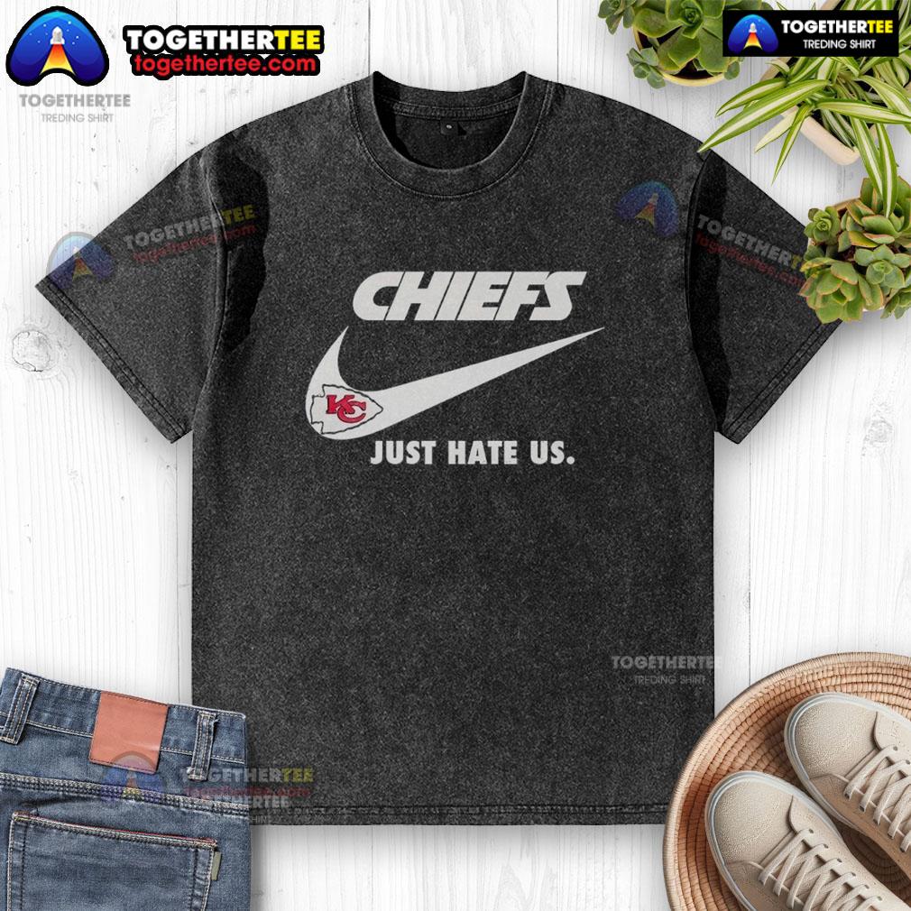 Nice Just Hate Us Nike Kansas City Chiefs Logo T-Shirt - Image 6