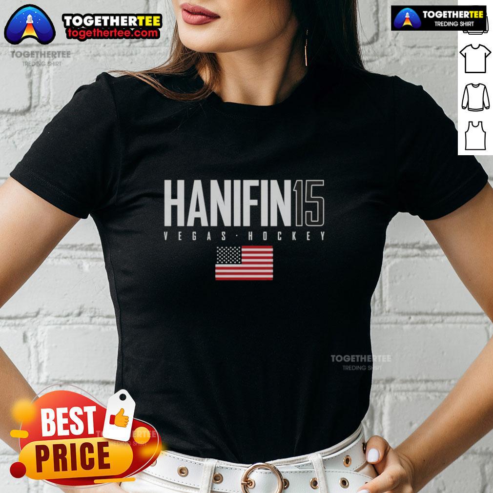 Pretty Noah Hanifin 15 Vegas Golden Knights USA Flag Elite T-Shirt - Image 3