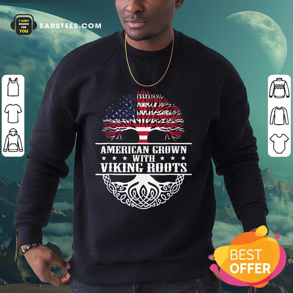 American Grown With Viking Roots American Flag Shirt - Image 3