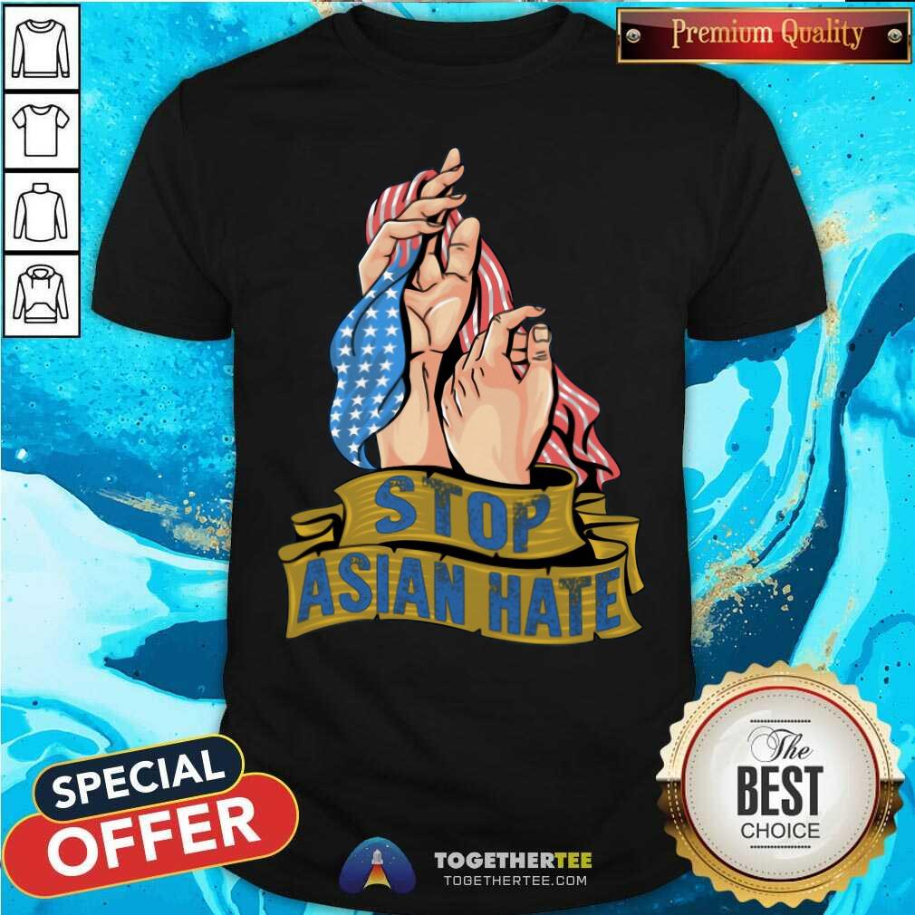 Pretty Stop Asian Hate Ameerica Flag AAPI Shirt