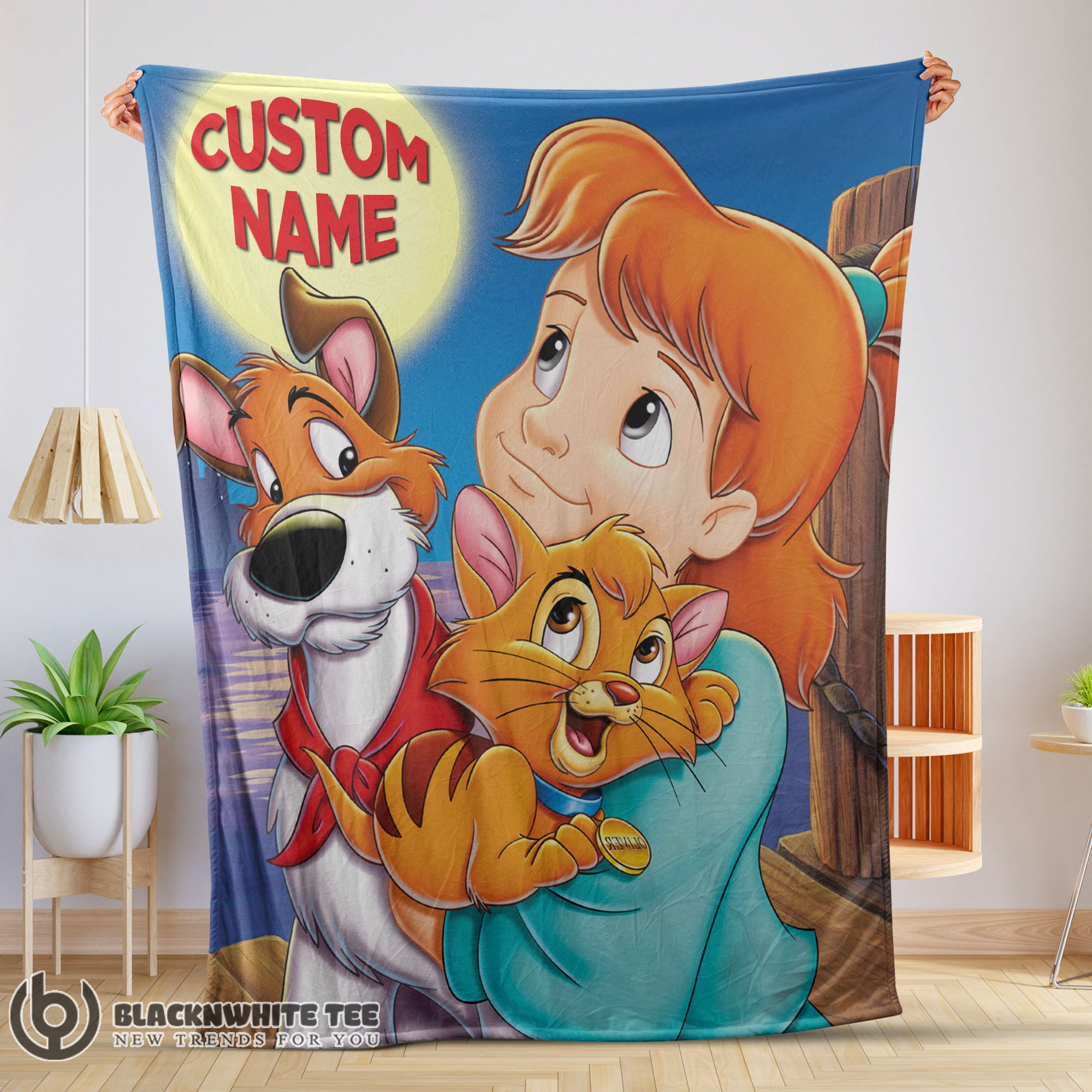 Cute Perfect Disney Oliver & Company Jenny Foxworth Oliver Dodger Blanket Fleece Customized Blanket