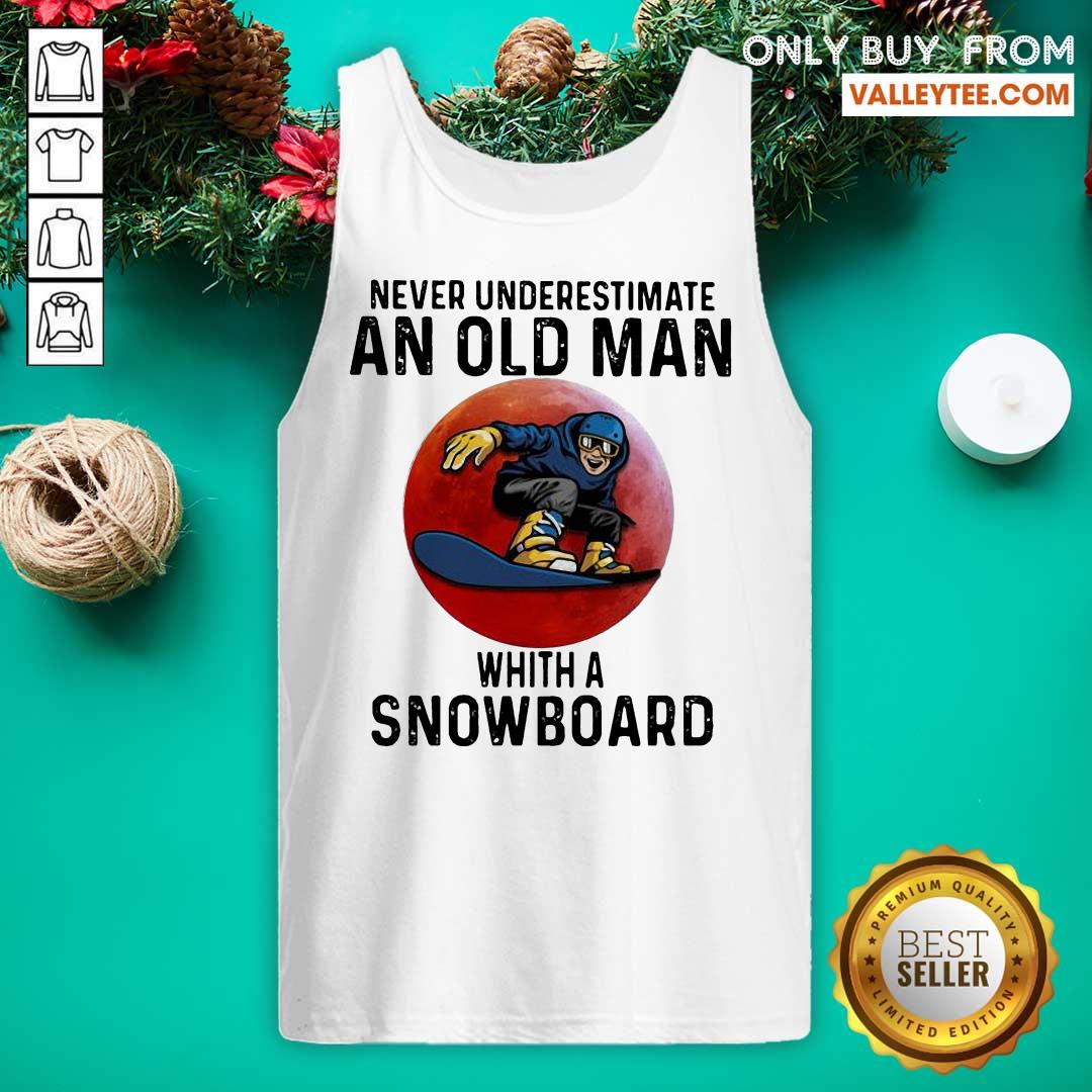 Nice Never Underestimate An Old Man With A Snowboard THe Moon Shirt - Image 4