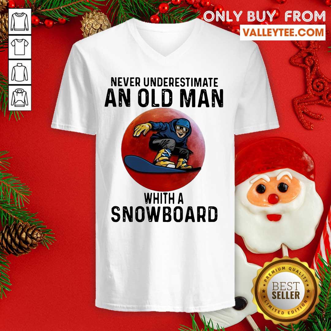 Nice Never Underestimate An Old Man With A Snowboard THe Moon Shirt - Image 3