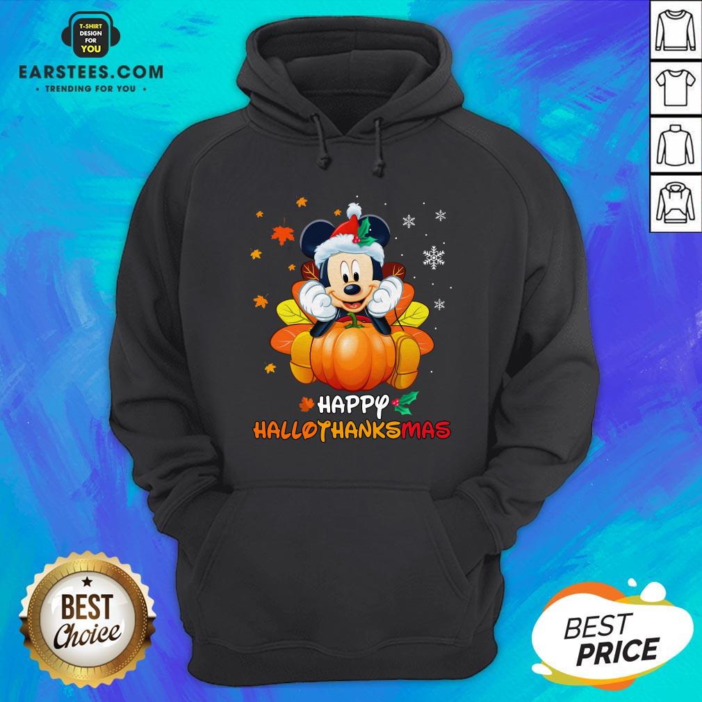 Original Mickey Mouse Santa Happy Hallothanksmas Shirt - Image 2