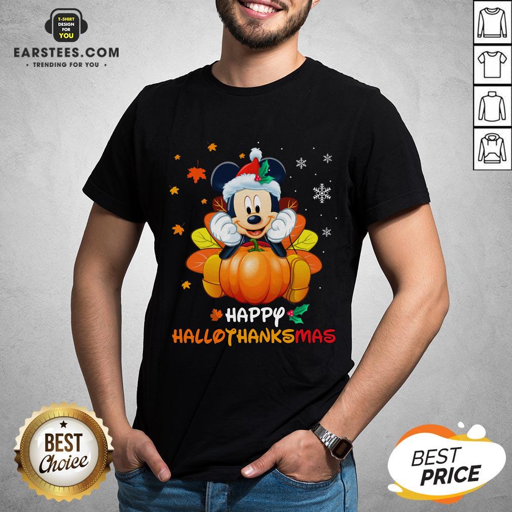 Original Mickey Mouse Santa Happy Hallothanksmas Shirt