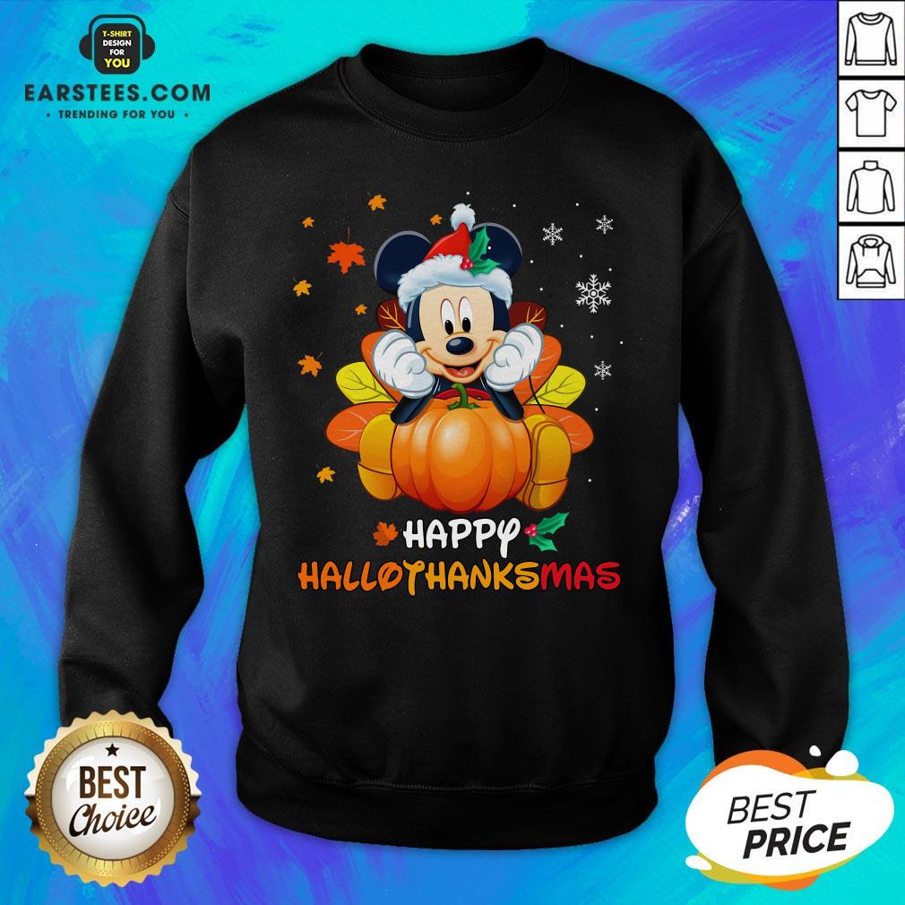 Original Mickey Mouse Santa Happy Hallothanksmas Shirt - Image 5