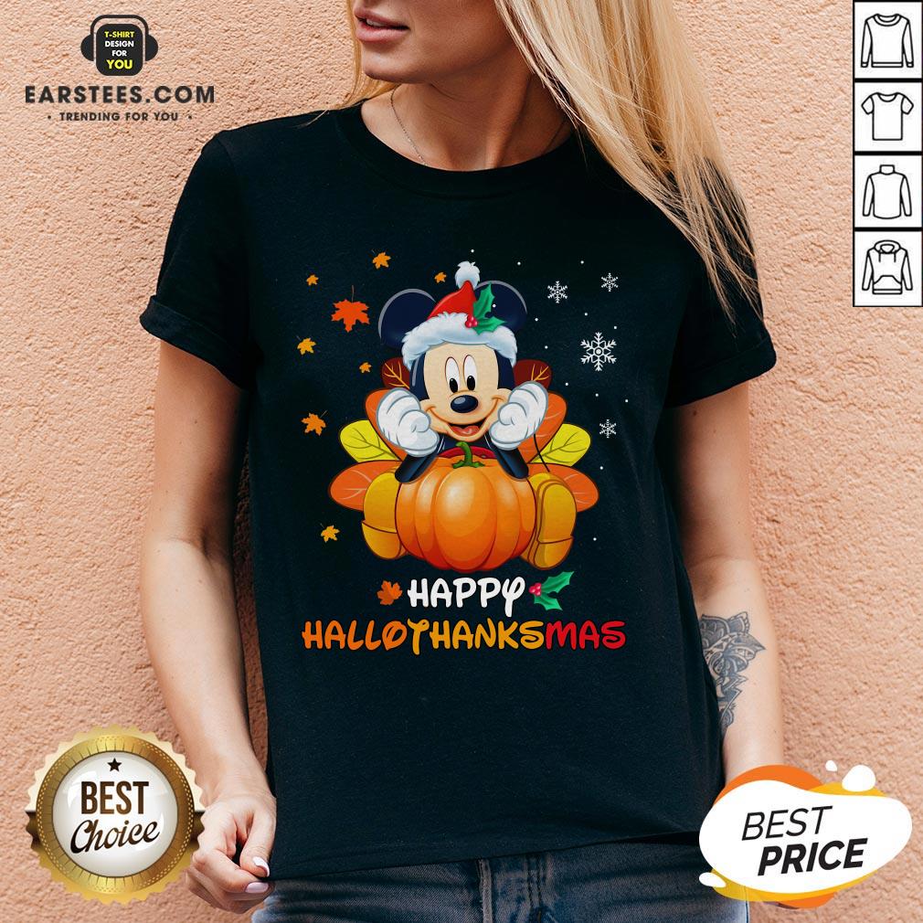 Original Mickey Mouse Santa Happy Hallothanksmas Shirt - Image 3