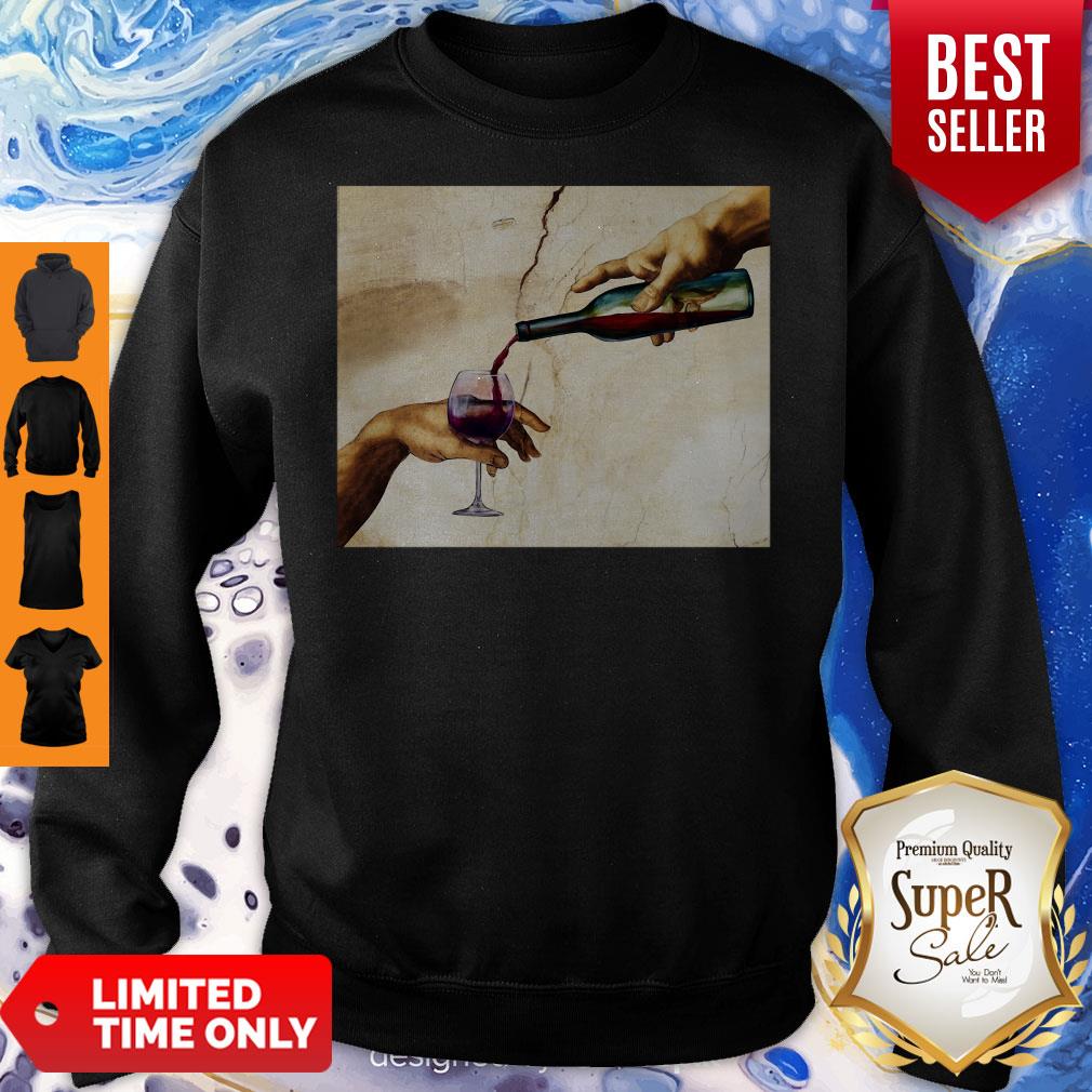 Official The Creation Of Adam Brown Wine Shirt - Image 4