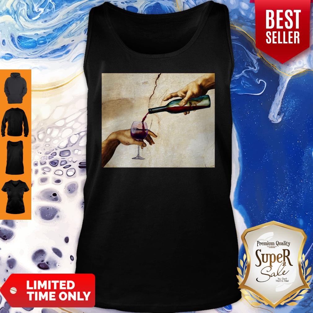 Official The Creation Of Adam Brown Wine Shirt - Image 3