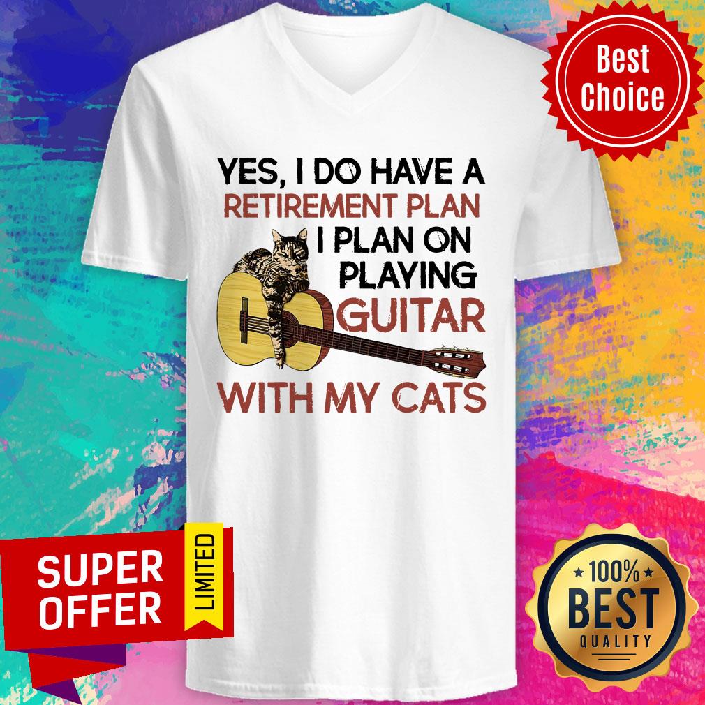 Yes I Do Have A Retirement Plan I Plan On Playing Guitar With My Cats Shirt - Image 5