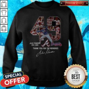 Alternative view of Perfect 49 Julio Teheran 2011 2019 Atlanta Braves Thank You For The Memories Signatures Shirt