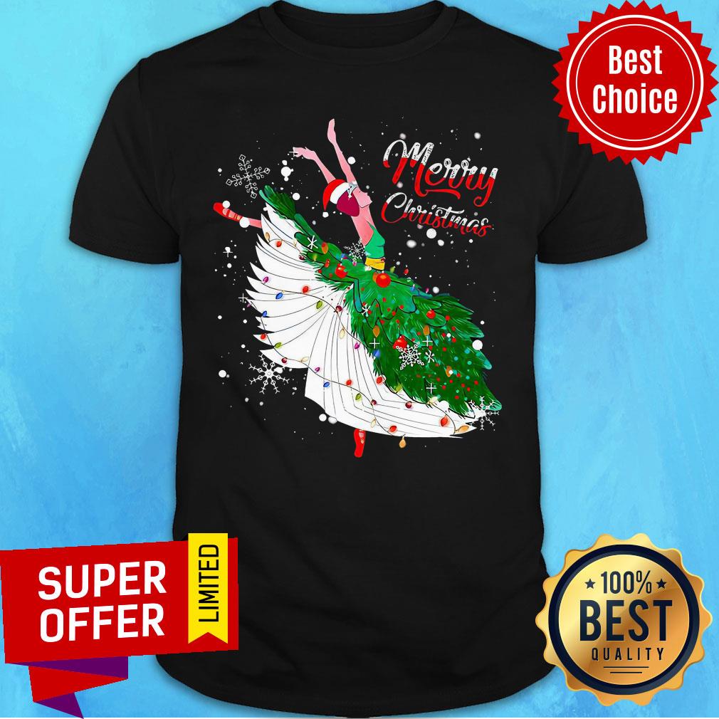 Ballet Girl Bling Light Merry Christmas Shirt