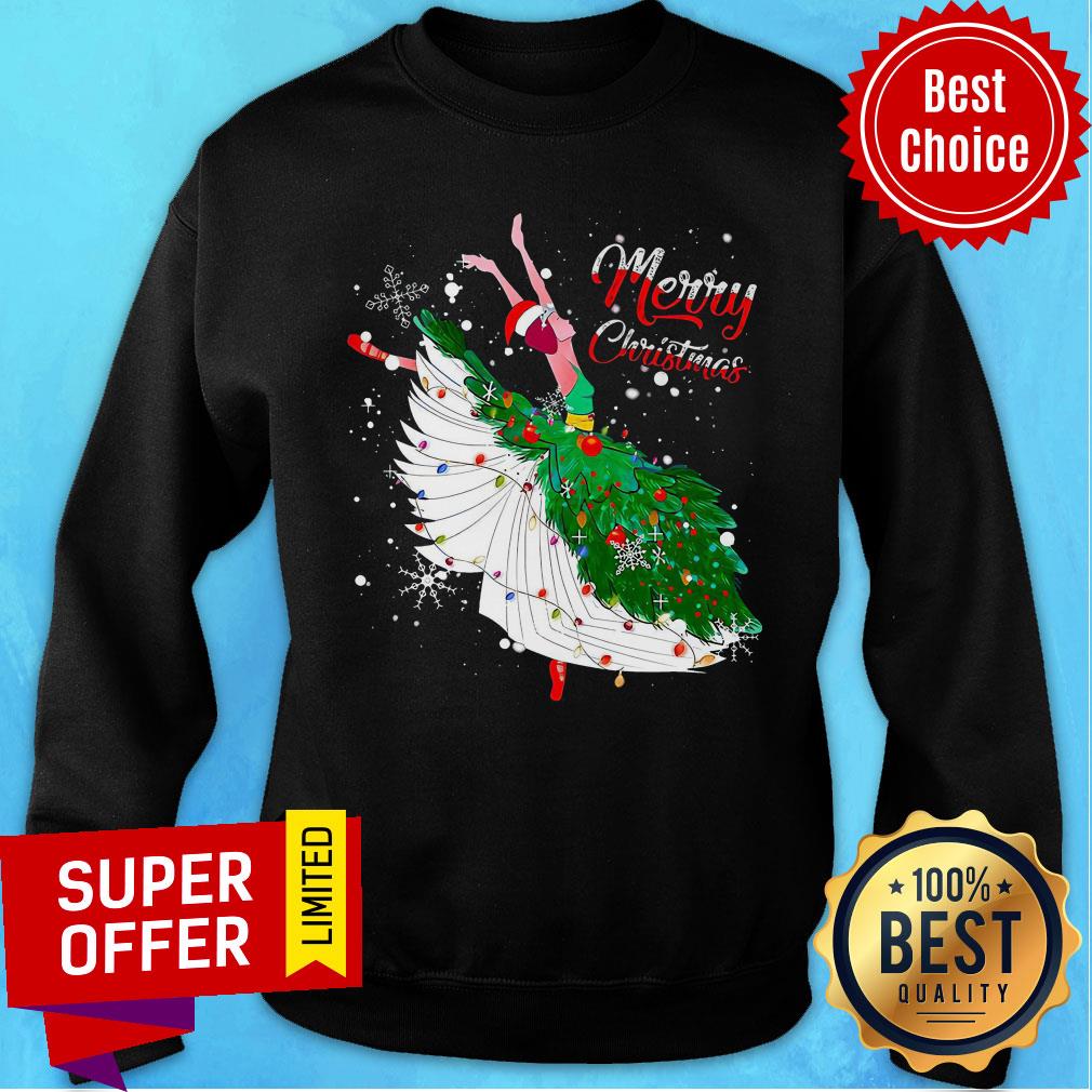 Ballet Girl Bling Light Merry Christmas Shirt - Image 5