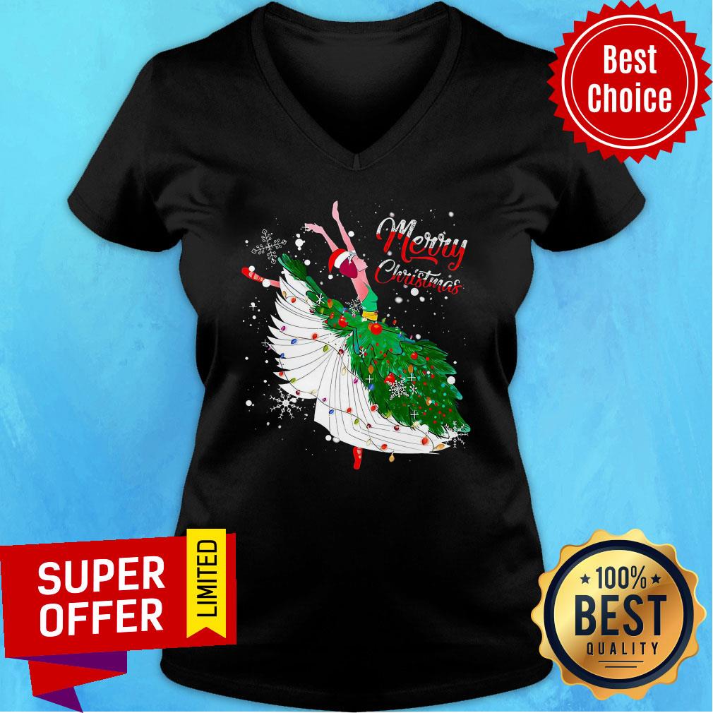 Ballet Girl Bling Light Merry Christmas Shirt - Image 3