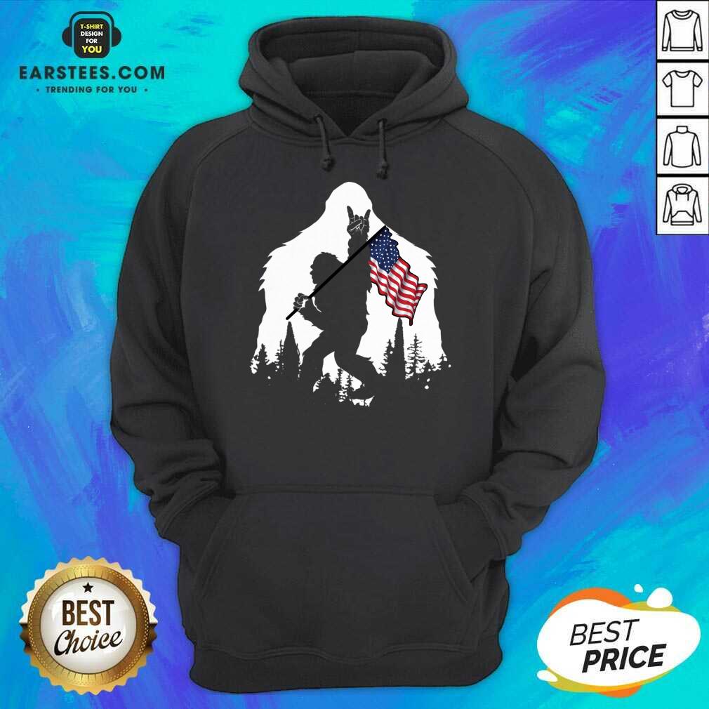 Original Bigfoot Hold American Flag Terrific Shirt - Image 4
