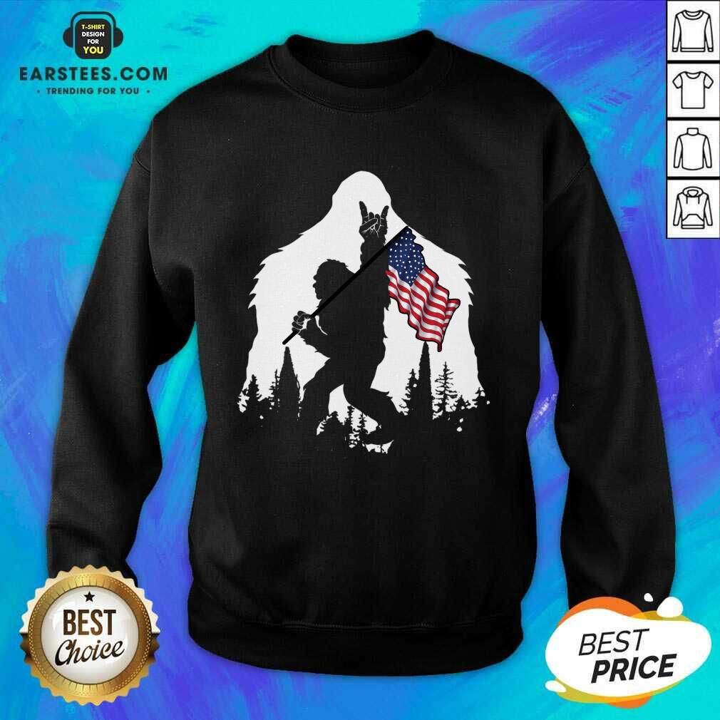 Original Bigfoot Hold American Flag Terrific Shirt - Image 3