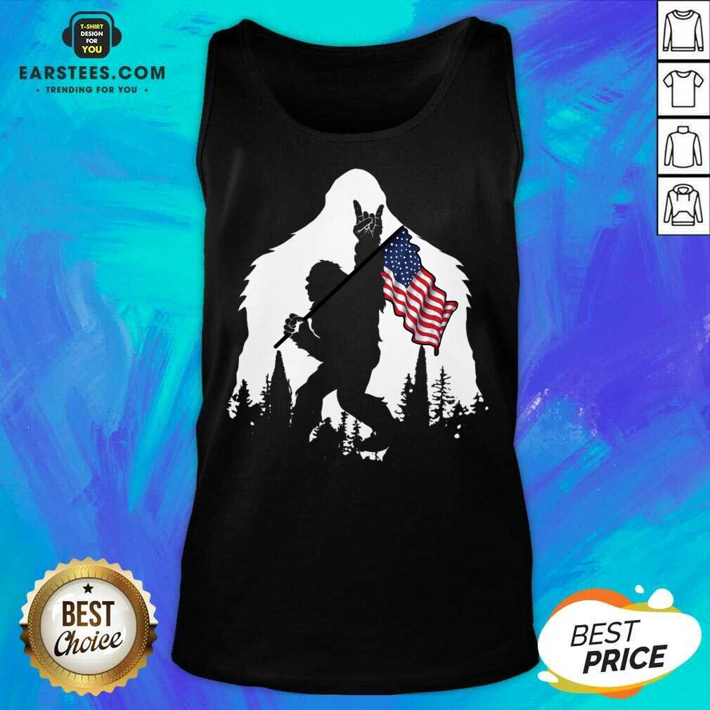 Original Bigfoot Hold American Flag Terrific Shirt - Image 2