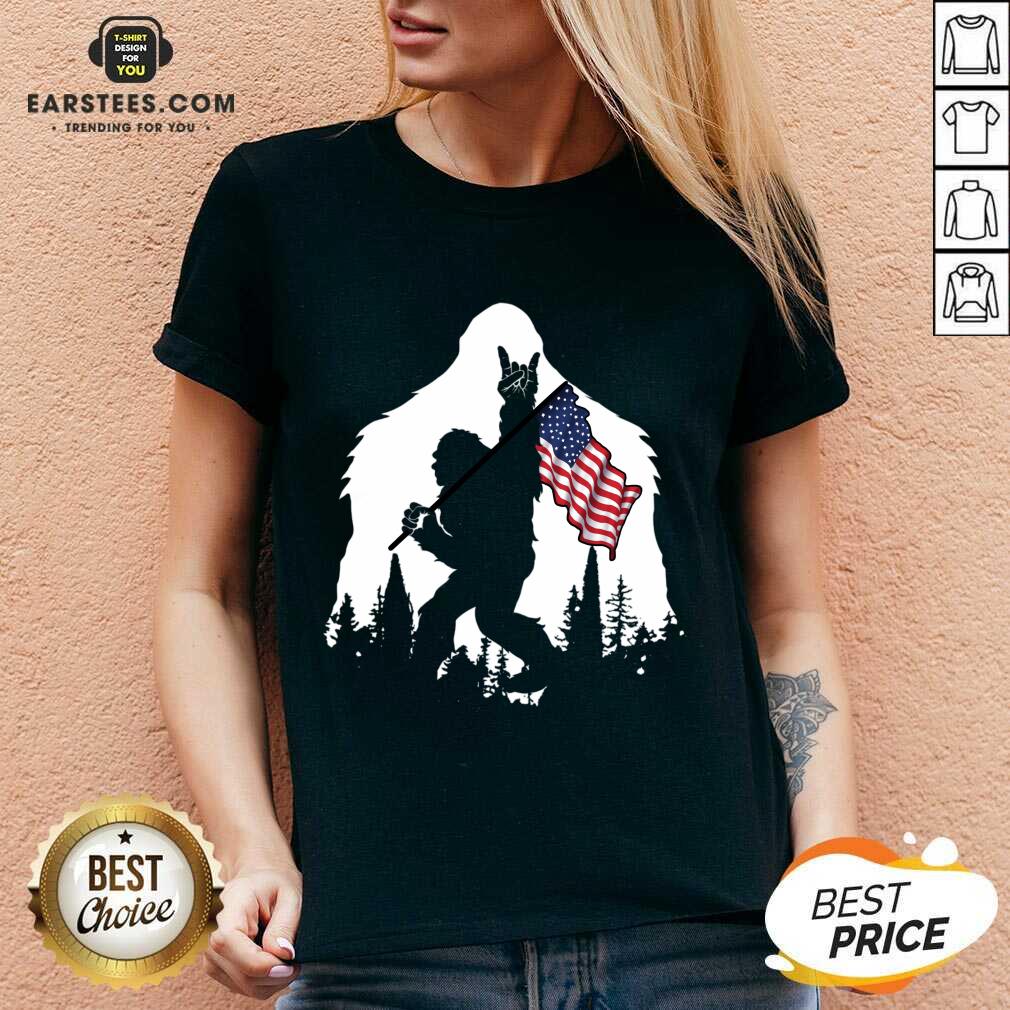 Original Bigfoot Hold American Flag Terrific Shirt - Image 5