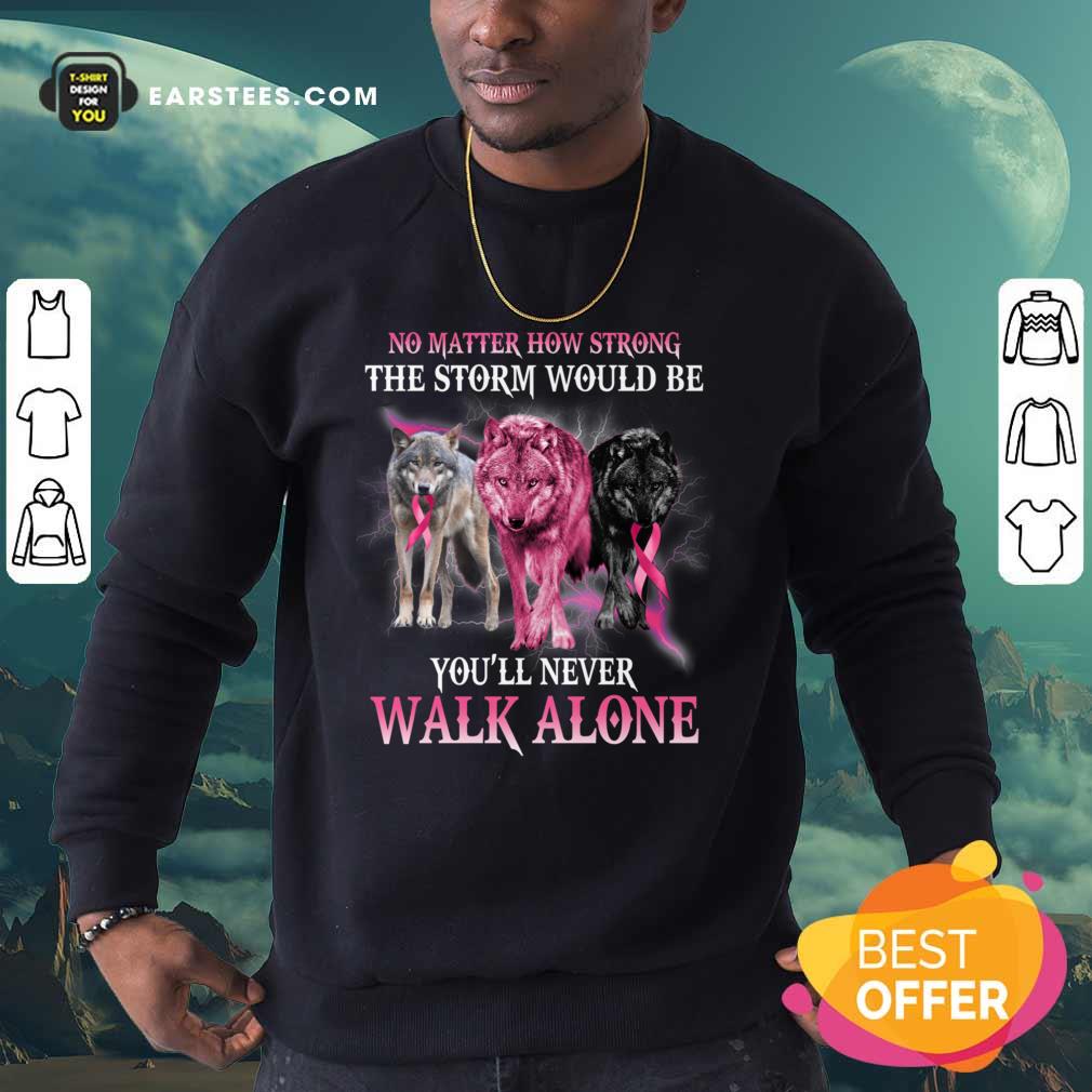 Wolf Walk Alone Breast Cancer Awareness Shirt - Image 3