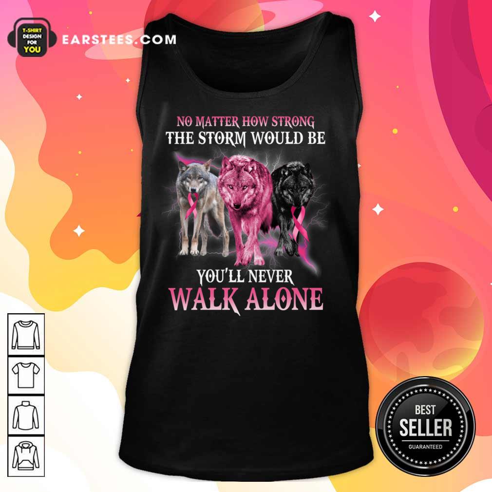 Wolf Walk Alone Breast Cancer Awareness Shirt - Image 2