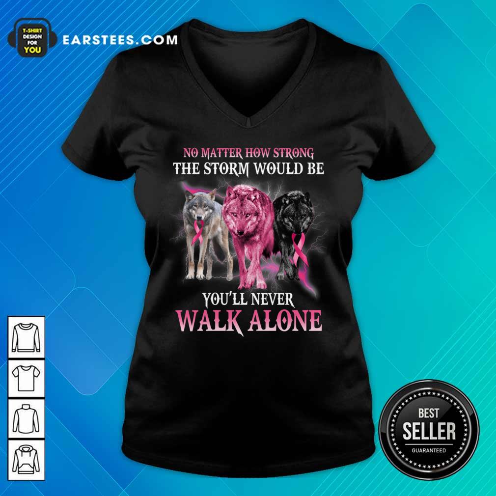 Wolf Walk Alone Breast Cancer Awareness Shirt - Image 5
