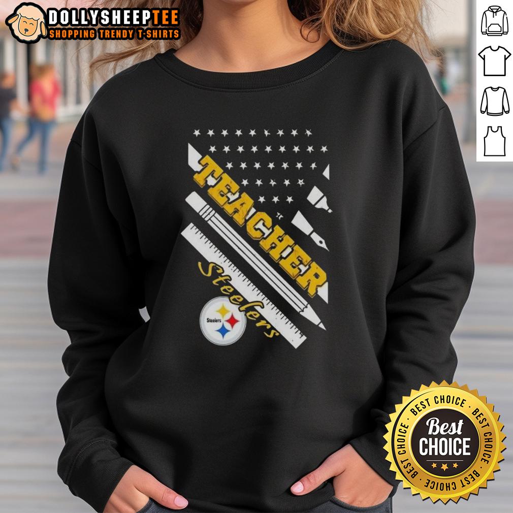 Hot Pittsburgh Steelers Football X Teacher American Flag T-Shirt - Image 5