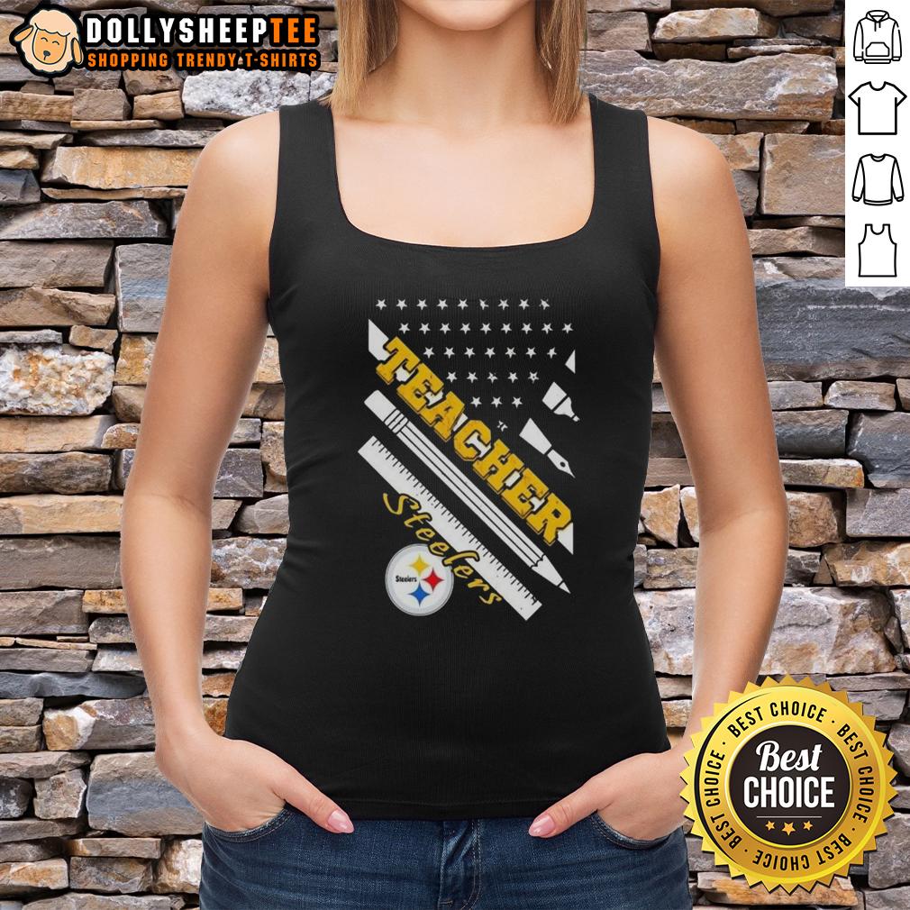 Hot Pittsburgh Steelers Football X Teacher American Flag T-Shirt - Image 4