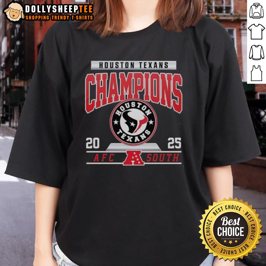 Official Houston Texans Football 2025 AFC South Champions Logo T-Shirt - Image 3