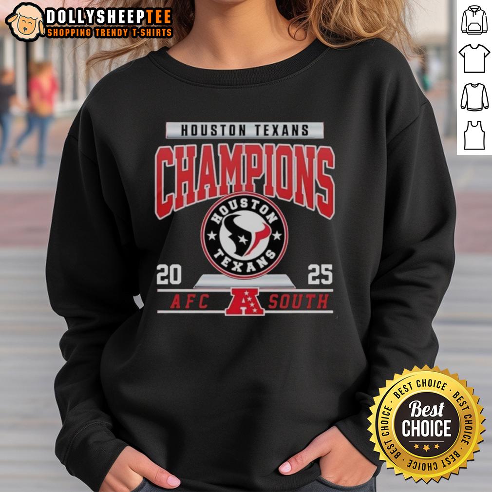 Official Houston Texans Football 2025 AFC South Champions Logo T-Shirt - Image 5