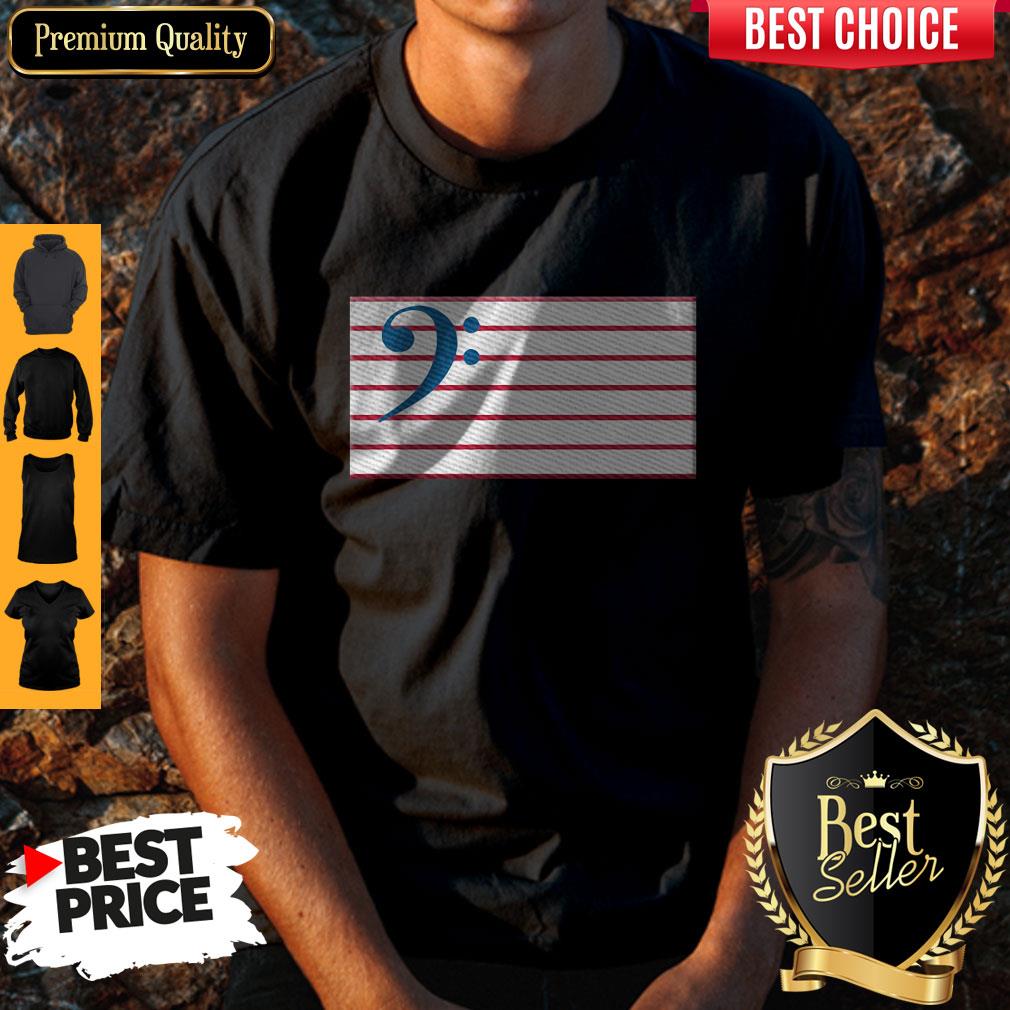 Bass Guitar Clef Flag Embroidered Shirt