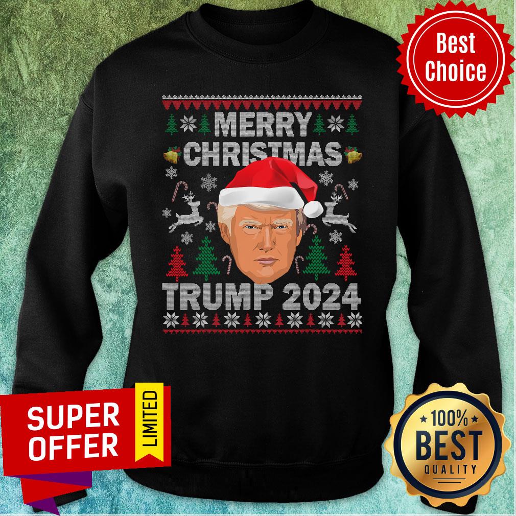 Funny Merry Christmas Trump 2024 Wear Hat Santa President Shirt - Image 4