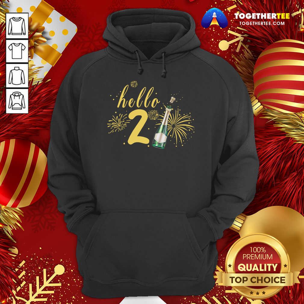 Happy Hello 2021 Champagne Bottle Fireworks New Years Party Shirt - Image 5