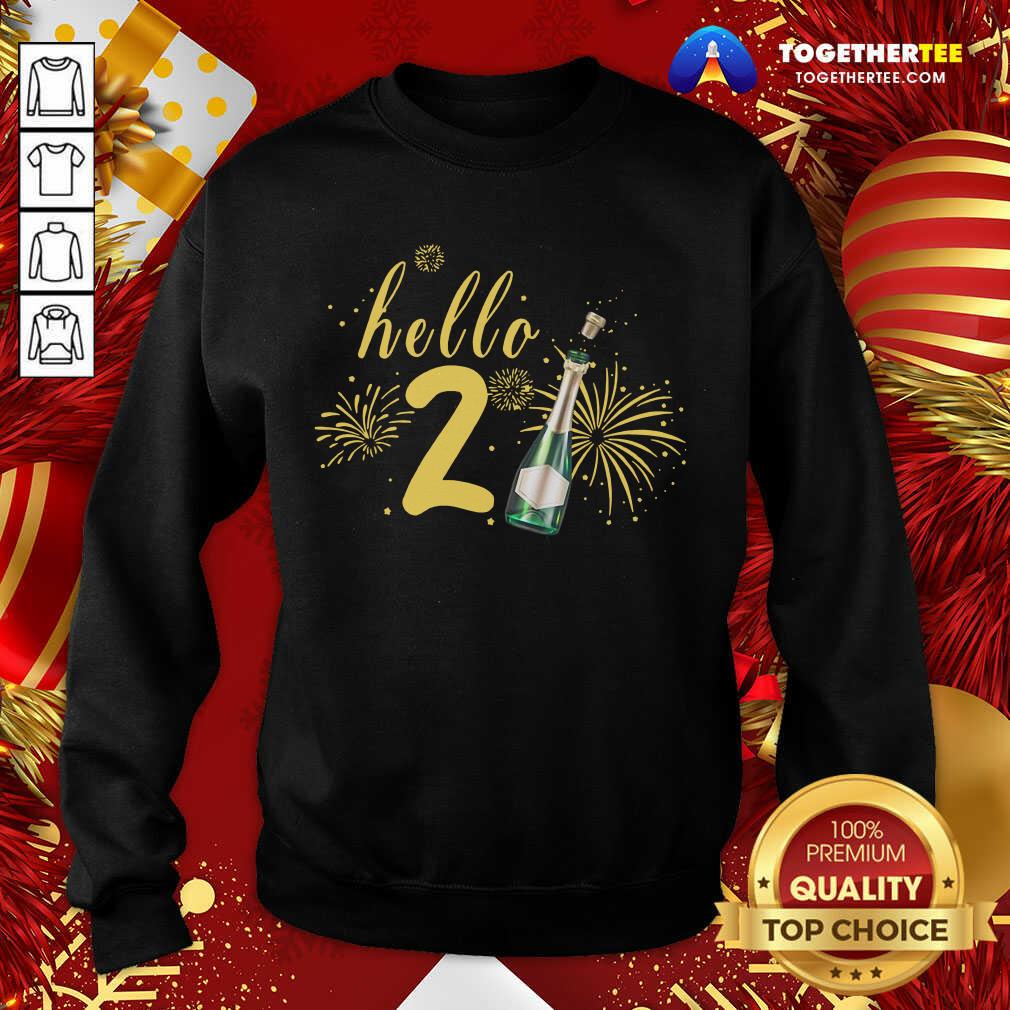 Happy Hello 2021 Champagne Bottle Fireworks New Years Party Shirt - Image 4