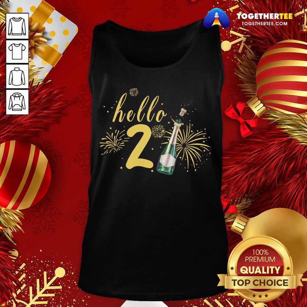 Happy Hello 2021 Champagne Bottle Fireworks New Years Party Shirt - Image 3