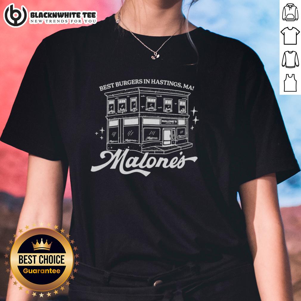 Original Best Burgers In Hastings Malone's Building T-Shirt - Image 3