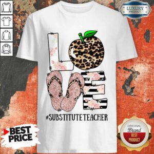 Hot Apple Leopard Love Substitute Teacher Shirt