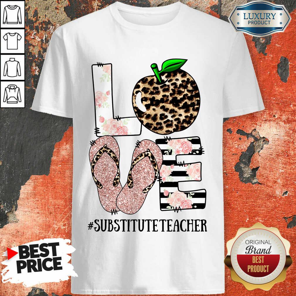 Hot Apple Leopard Love Substitute Teacher Shirt