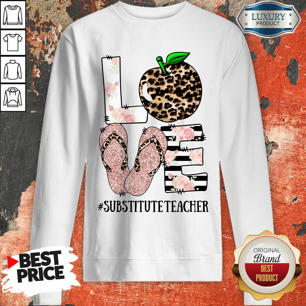 Hot Apple Leopard Love Substitute Teacher Shirt - Image 3