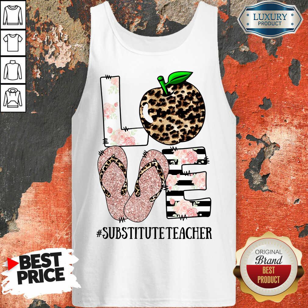 Hot Apple Leopard Love Substitute Teacher Shirt - Image 2