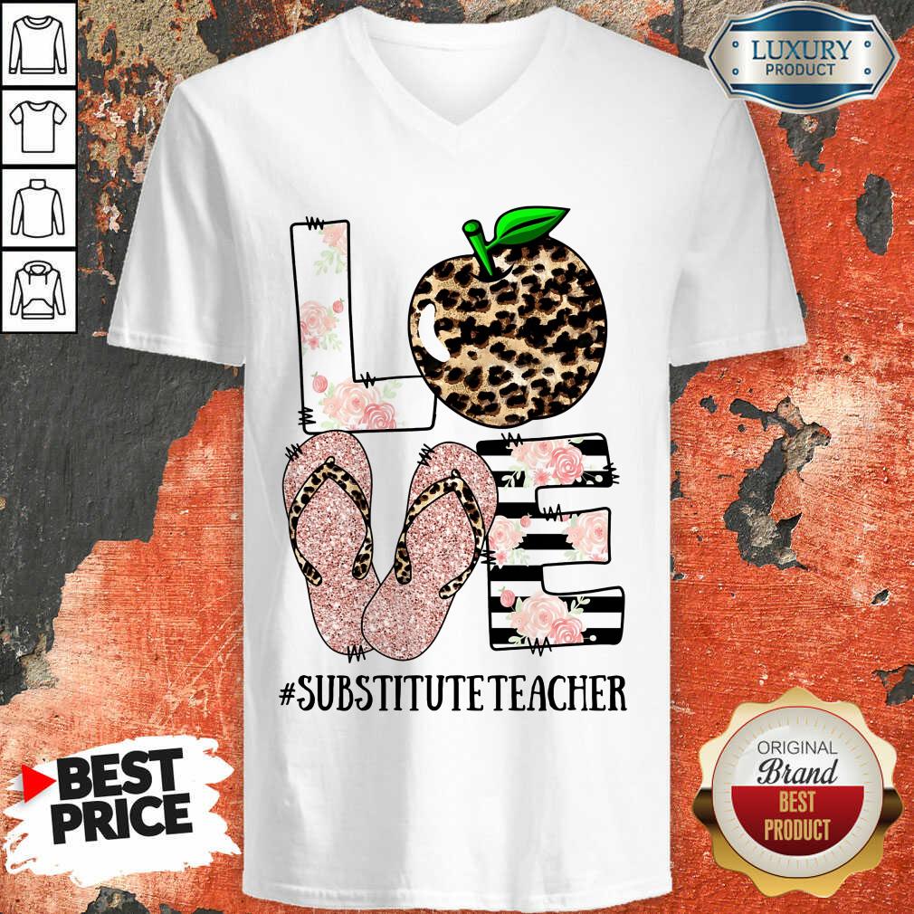 Hot Apple Leopard Love Substitute Teacher Shirt - Image 5