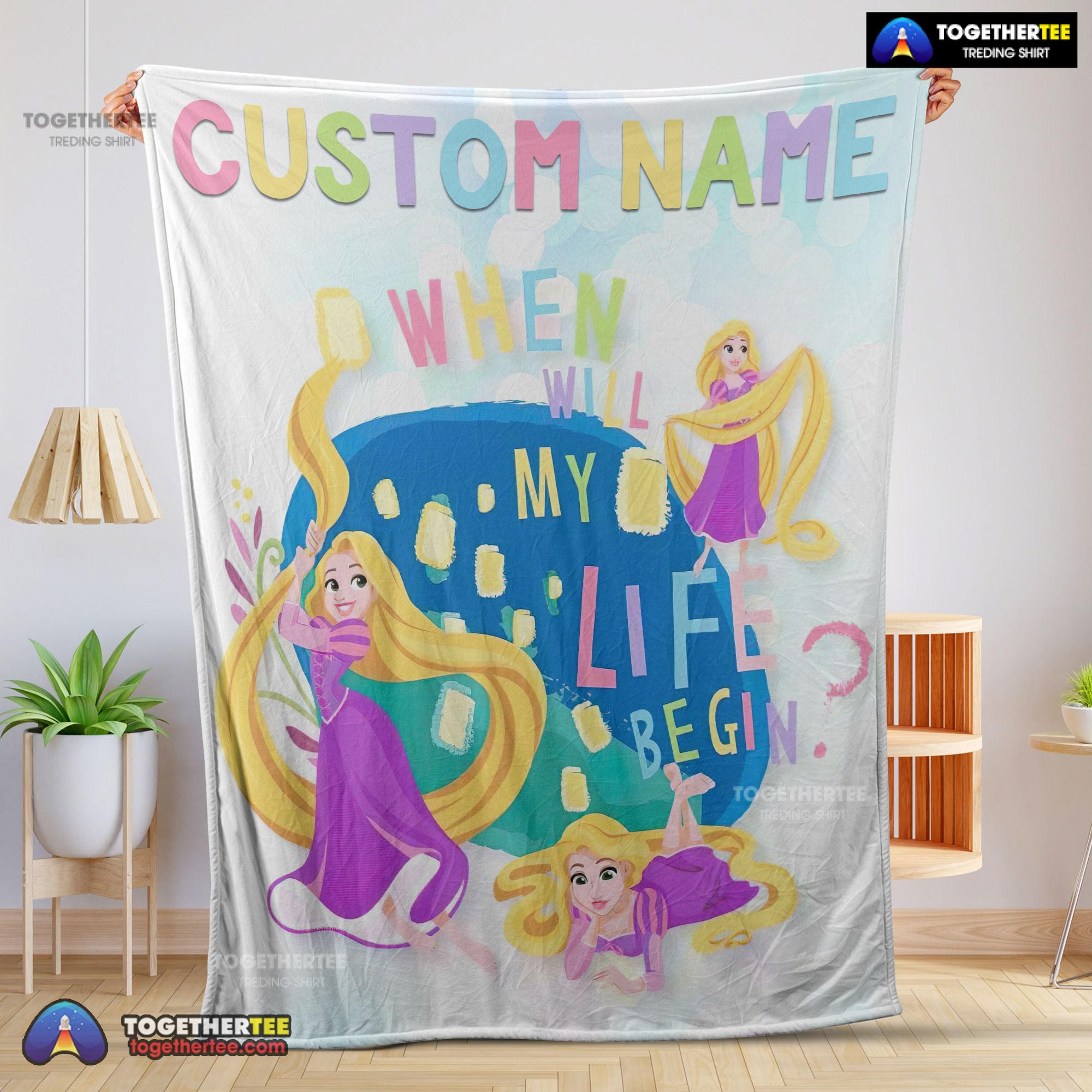 Official Disney Long Hair Princess Rapunzel Princess Blanket Fleece Customized Blanket