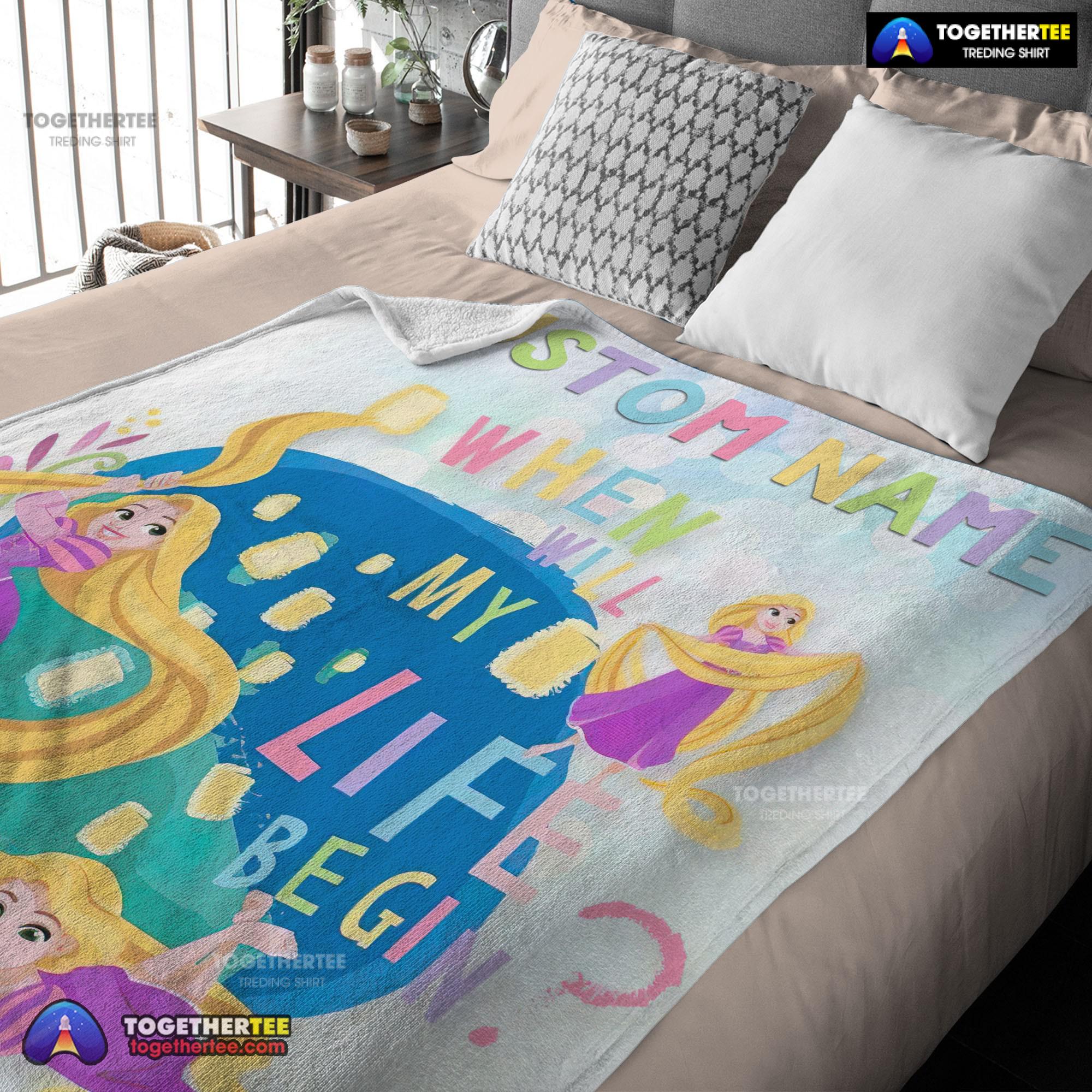 Official Disney Long Hair Princess Rapunzel Princess Blanket Fleece Customized Blanket - Image 3