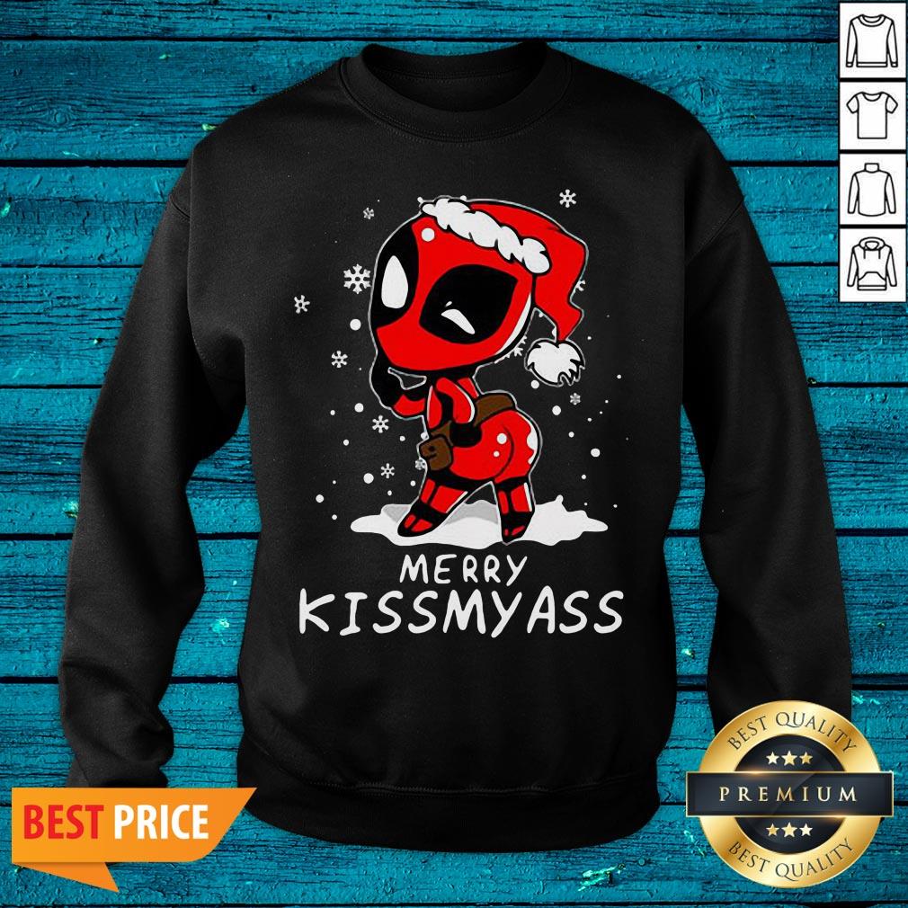Flawless Merry Christmas Awesome Deadpool Merry Kiss My Ass Sweat Shirt - Image 2
