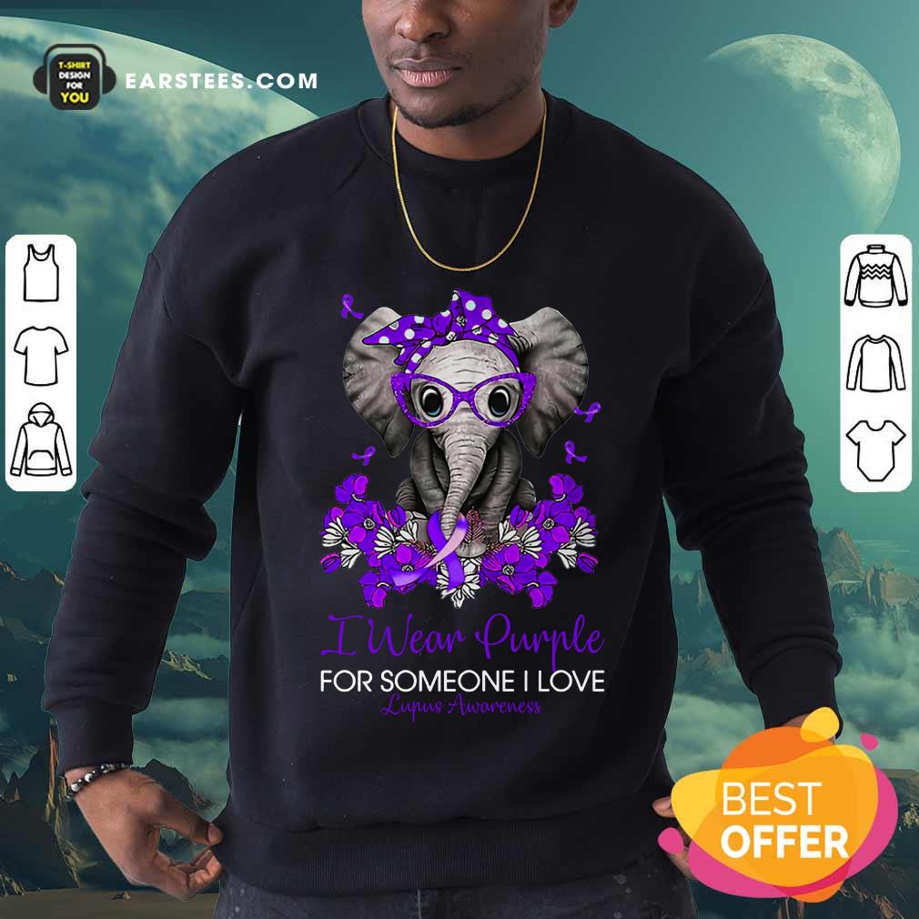 Elephant I Wear Purple For Someone I Love Lupus Awareness Shirt - Image 3
