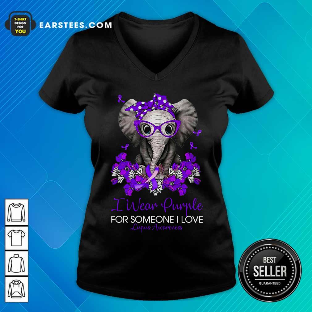 Elephant I Wear Purple For Someone I Love Lupus Awareness Shirt - Image 5