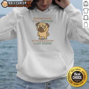 Alternative view of Funny Pug Sometimes I Wonder If I'm In A Bad Mood Or If Everyone Around Me Is Just Stupid T-Shirt