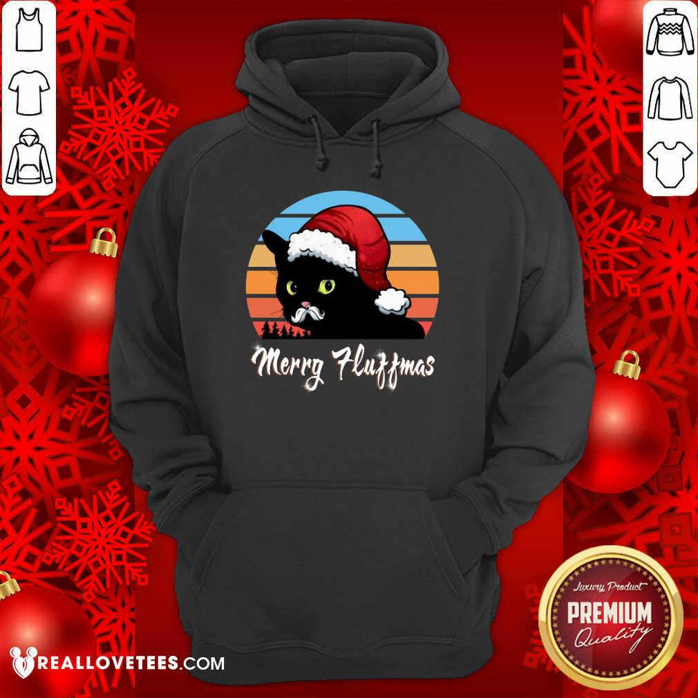 Luxury Santa Black Cat Merry Fluffmas Christmas Vintage Shirt - Image 4