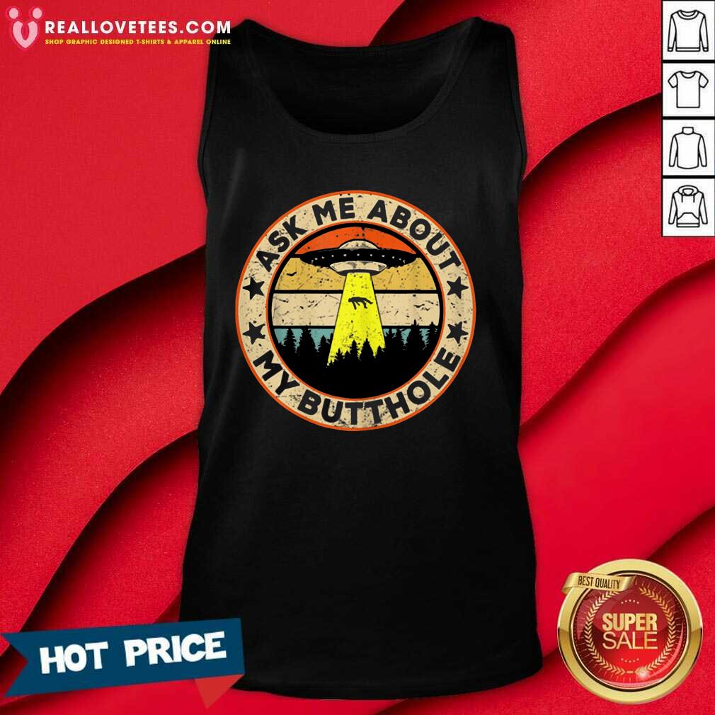 Official UFO Ask Me About My Butthole Vintage Sunset Shirt - Image 2