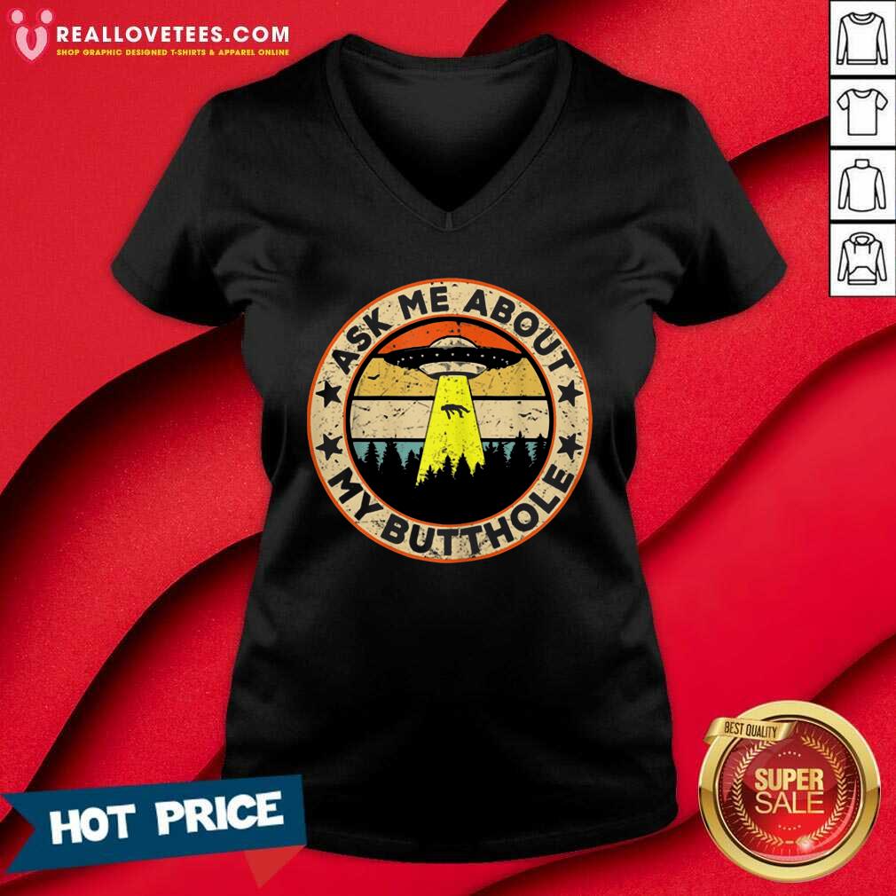 Official UFO Ask Me About My Butthole Vintage Sunset Shirt - Image 5